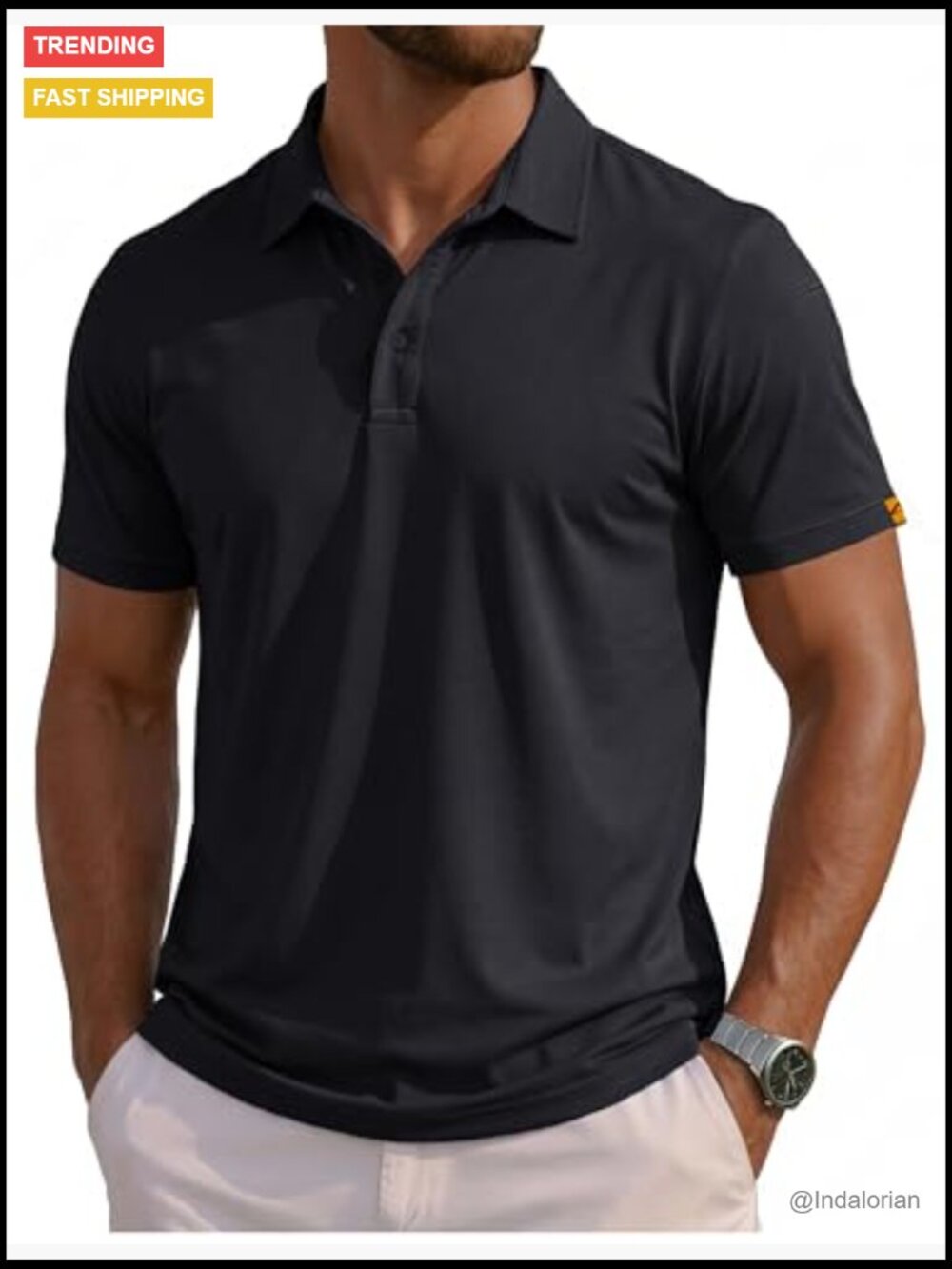 Polyester Golf Polo Shirt Short Sleeve Dry Fit Moisture Wicking UPF 50+ - Picture 2 of 7